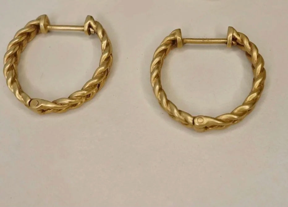 Plaited Thin Hoops 14k